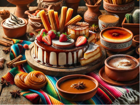 Authentic Mexican Desserts with churros and sweet treats